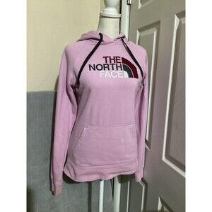 The North Face Hoodie Womens Small Pink Half Dome Logo Pullover Kangaroo Pocket